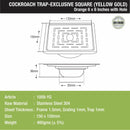 Orange Exclusive Square Floor Drain in Yellow Gold PVD Coating (6 x 6 Inches) with Hole & Cockroach Trap - LIPKA - Lipka Home