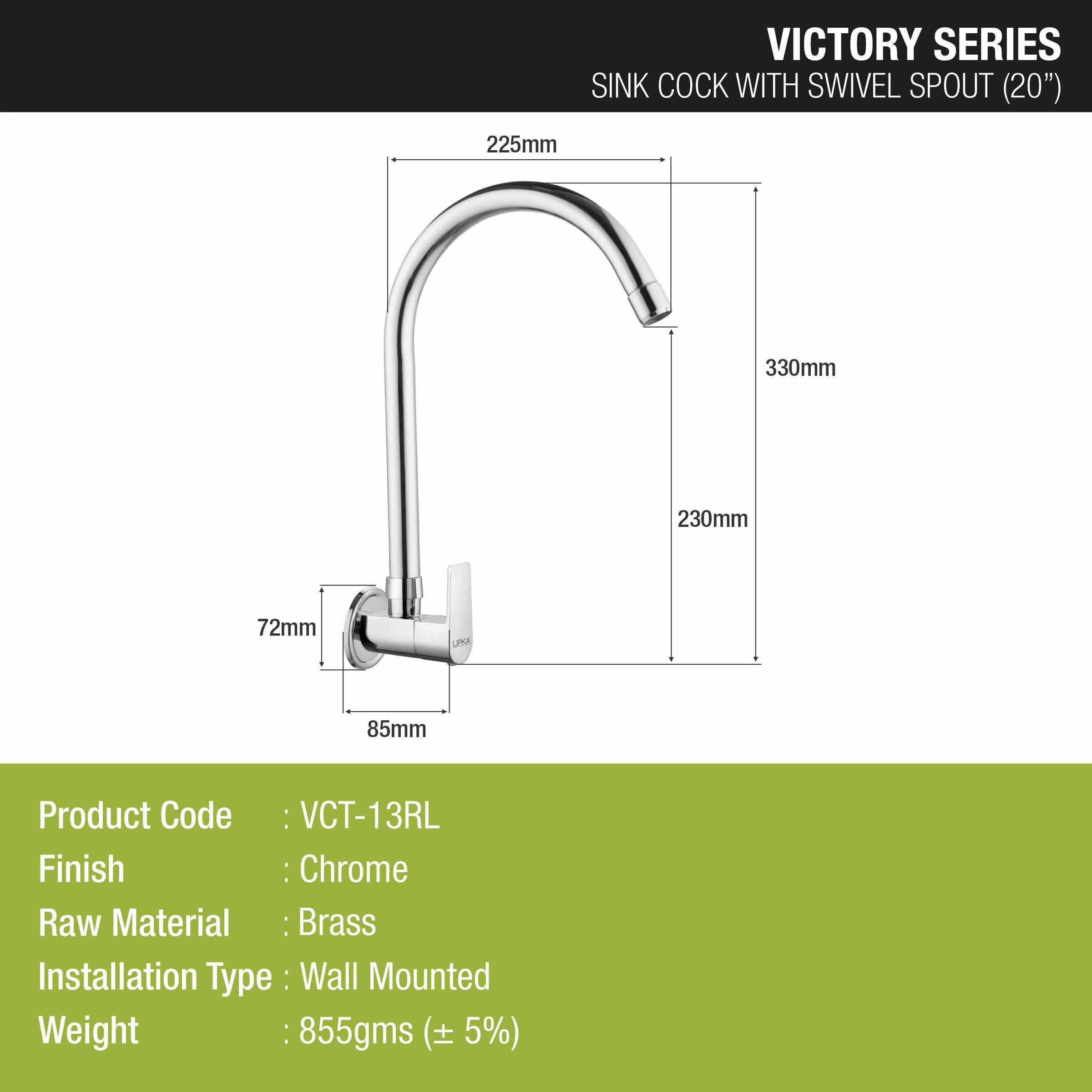 Victory Sink Tap Brass Faucet with Round Swivel Spout (20 Inches) - LIPKA - Lipka Home