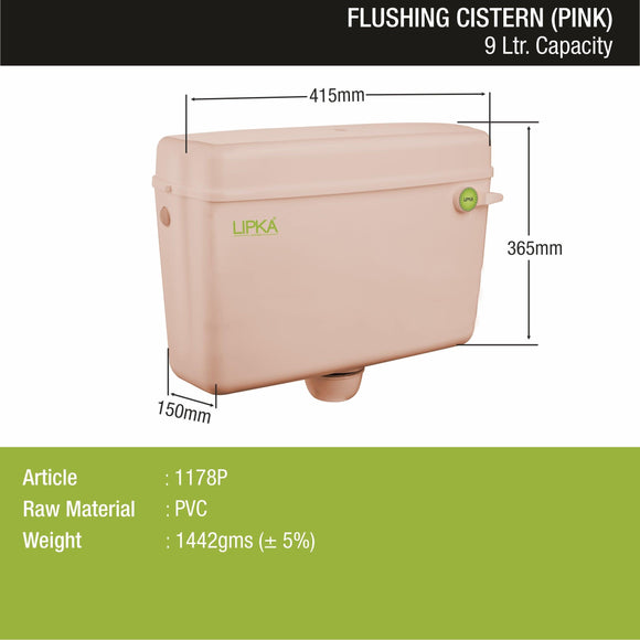 Round Flushing Cistern/ Flush Tank (Pink) |Commode not included| - LIPKA - Lipka Home