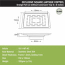 Orange Exclusive Square Flat Cut Floor Drain in Antique Copper PVD Coating (6 x 6 Inches) - LIPKA - Lipka Home