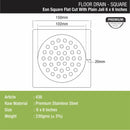 Eon Square Flat Cut Floor Drain with Plain Jali (6 x 6 Inches) - LIPKA - Lipka Home