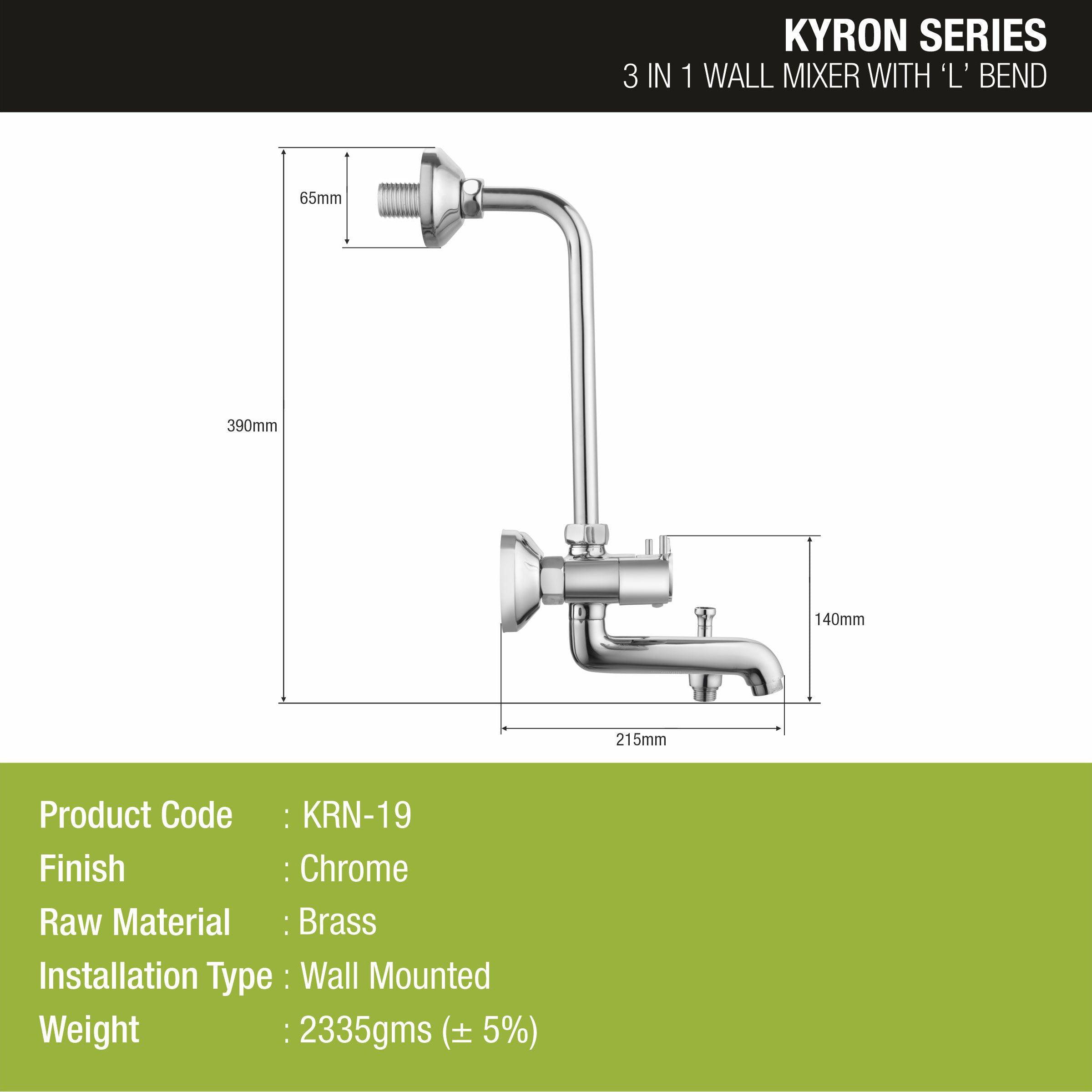 Kyron 3 in 1 Wall Mixer Brass Faucet with L Bend - LIPKA - Lipka Home