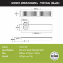 Vertical Shower Drain Channel - Black (24 x 3 Inches) - LIPKA - Lipka Home