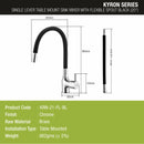 Kyron Single Lever Table Mount Sink Mixer Brass Faucet with Flexible Silicone Spout (Black) - LIPKA - Lipka Home