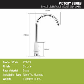 Victory Single Lever Table Mount Sink Mixer with Large Round Swivel Spout Faucet - LIPKA - Lipka Home