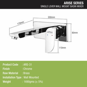 Arise Single Lever Wall Mount Basin Mixer Faucet - LIPKA - Lipka Home