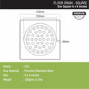 EON Square Floor Drain (6 x 6 Inches) - LIPKA - Lipka Home