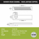 Wave Shower Drain Channel - Black (40 x 3 Inches) - LIPKA - Lipka Home