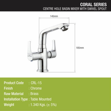 Coral Centre Hole Basin Mixer Brass Faucet with Swivel Spout - LIPKA - Lipka Home