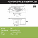 Golden Classic Jali Square Flat Cut Floor Drain (5 x 5 Inches) with Hole and Cockroach Trap - LIPKA - Lipka Home
