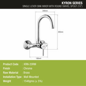 Kyron Single Lever Sink Mixer with Swivel Spout (15 Inches) - LIPKA - Lipka Home