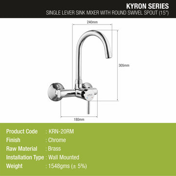 Kyron Single Lever Sink Mixer with Swivel Spout (15 Inches) - LIPKA - Lipka Home