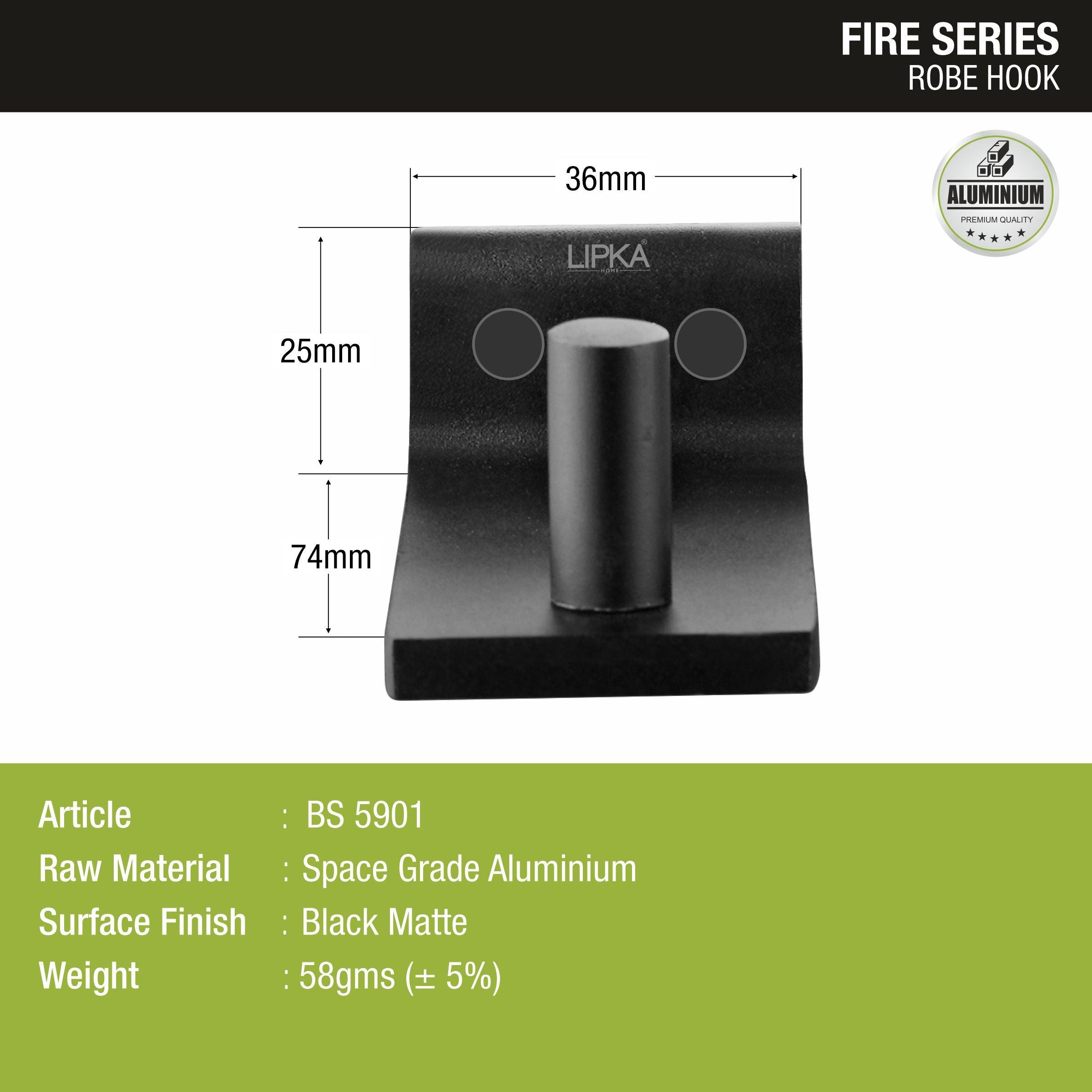 Fire Robe Hook (Space Aluminium) size and measurement