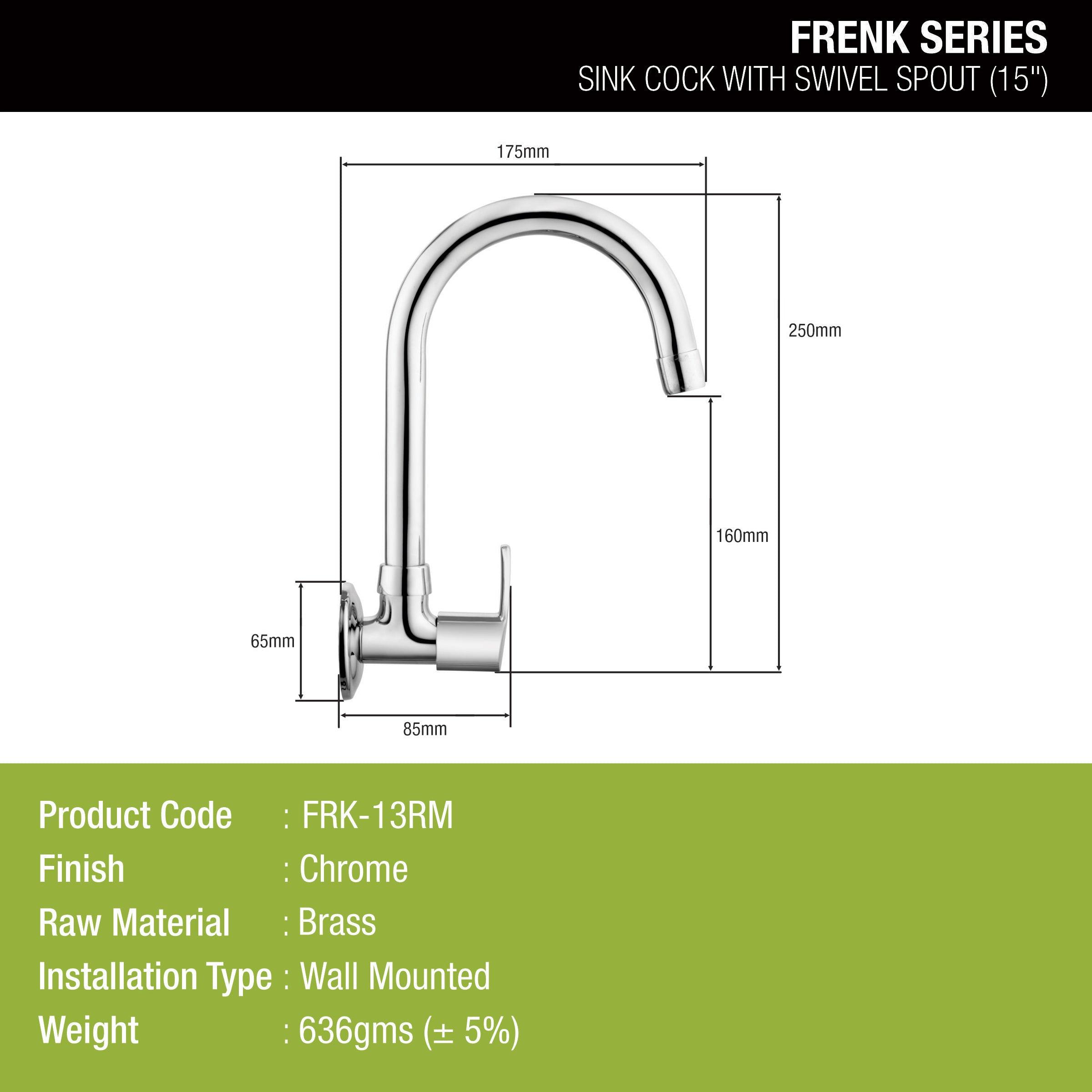 Frenk Sink Tap Brass Faucet with Round Swivel Spout (15 Inches) - LIPKA - Lipka Home