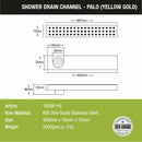 Palo Shower Drain Channel - Yellow Gold (36 x 3 Inches) - LIPKA - Lipka Home
