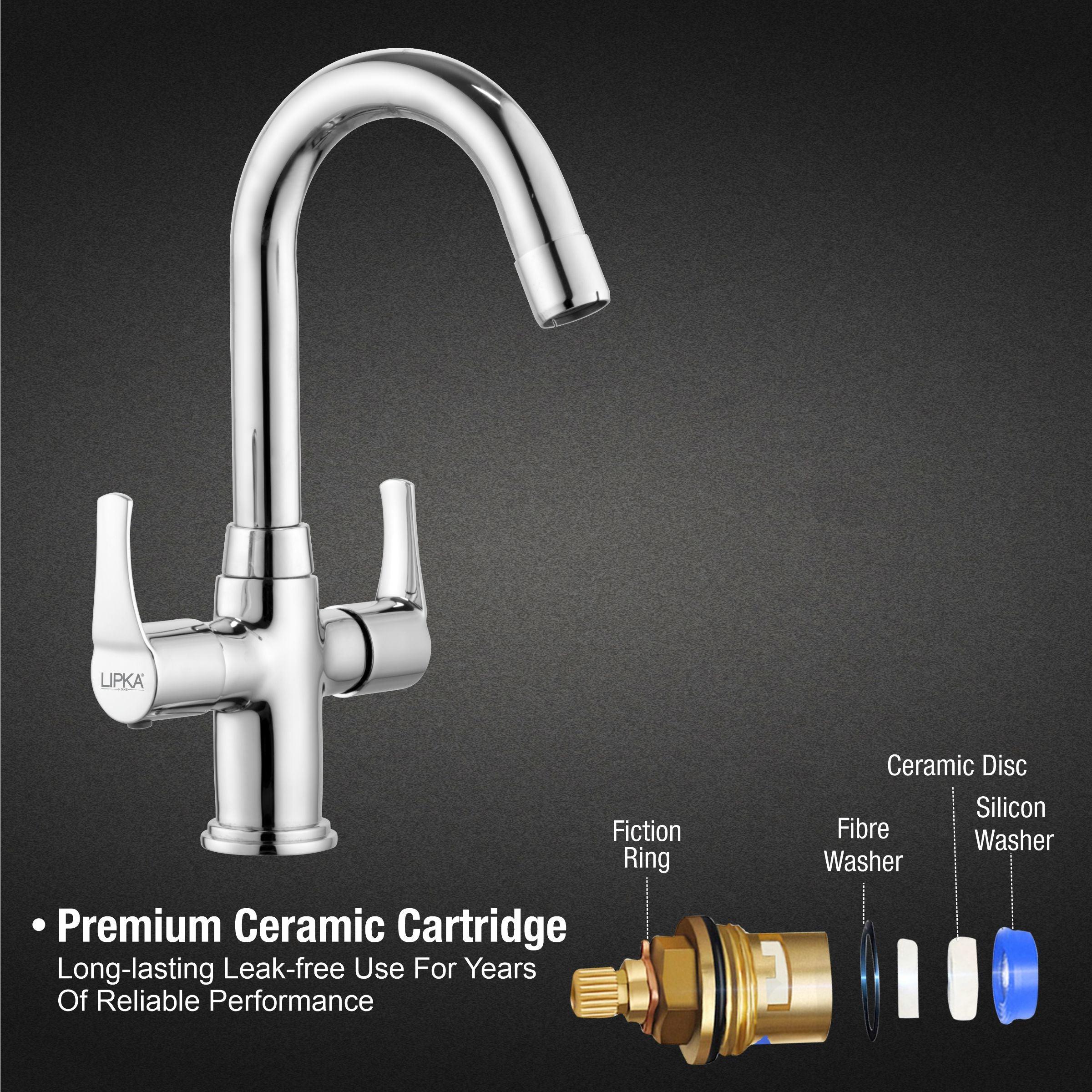 Coral Centre Hole Basin Mixer Brass Faucet with Round Swivel Spout (12 Inches) - LIPKA - Lipka Home