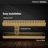 Vertical Shower Drain Channel - Yellow Gold (32 x 3 Inches) - LIPKA