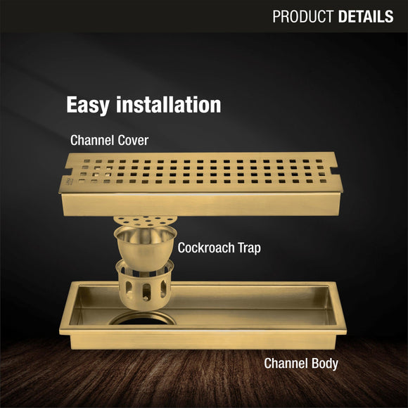 Palo Shower Drain Channel - Yellow Gold (24 x 5 Inches) - LIPKA - Lipka Home