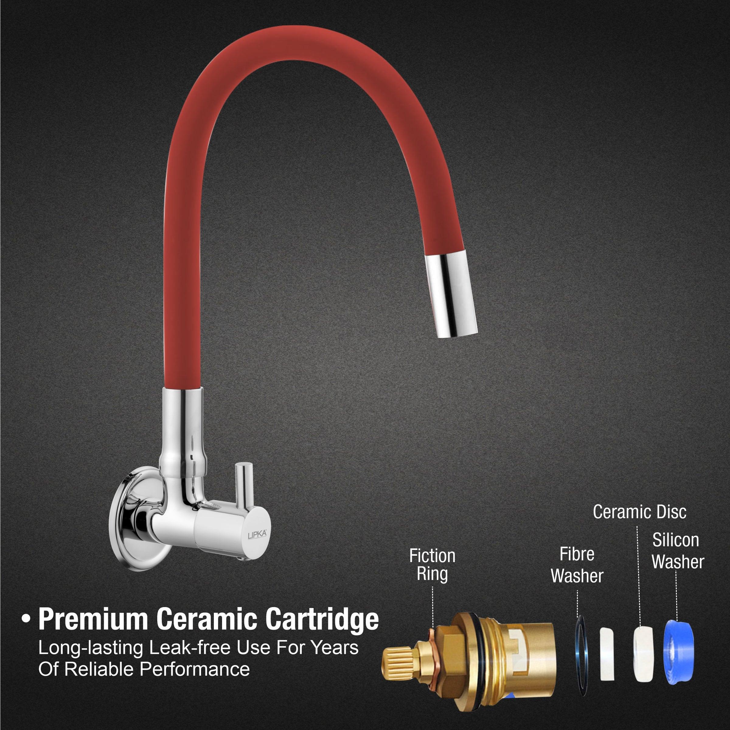 Kyron Sink Tap Brass Faucet with Flexible Silicone Spout (Red) - LIPKA - Lipka Home