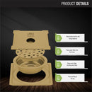 Yellow Exclusive Square Floor Drain in Yellow Gold PVD Coating (6 x 6 Inches) with Hole & Cockroach Trap - LIPKA - Lipka Home