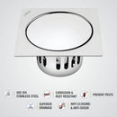 Pop-up Square Floor Drain (5 x 5 Inches) with Cockroach Trap - LIPKA - Lipka Home