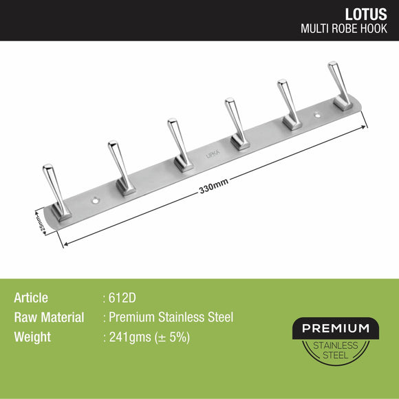 Lotus Robe Hook (6 Pin) - LIPKA - Lipka Home