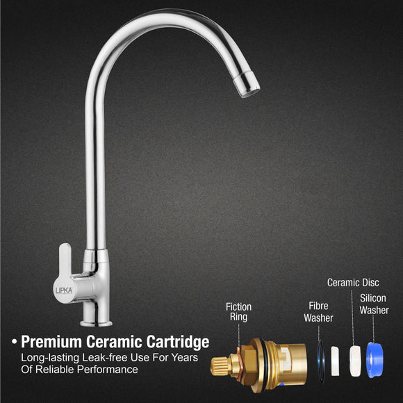 Fusion Swan Neck Brass Faucet with Round Swivel Spout (20 Inches) - LIPKA - Lipka Home