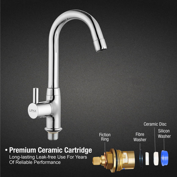 Kyron Swan Neck Brass Faucet with Round Swivel Spout (15 Inches) - LIPKA - Lipka Home