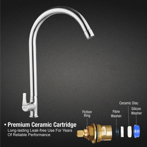 Coral Swan Neck Brass Faucet with Round Swivel Spout (20 Inches) - LIPKA - Lipka Home