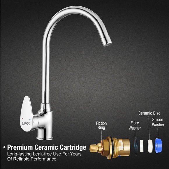 Virgo Single Lever Table Mount Sink Mixer Brass Faucet with Round Swivel Spout (20 Inches) - LIPKA - Lipka Home