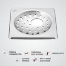 UNO Square Floor Drain (5 x 5 Inches) with Hole - LIPKA - Lipka Home