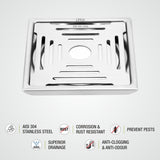 Green Exclusive Square Floor Drain (6 x 6 Inches) with Hole features