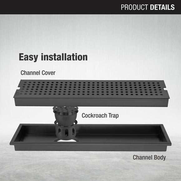 Palo Shower Drain Channel - Black (40 x 5 Inches) - LIPKA - Lipka Home