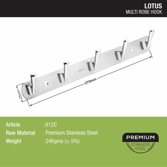 Lotus Robe Hook (5 Pin) - LIPKA - Lipka Home