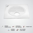 Eon Square Flat Cut Floor Drain with Golden Classic Jali and Hole (6 x 6 Inches) - LIPKA - Lipka Home