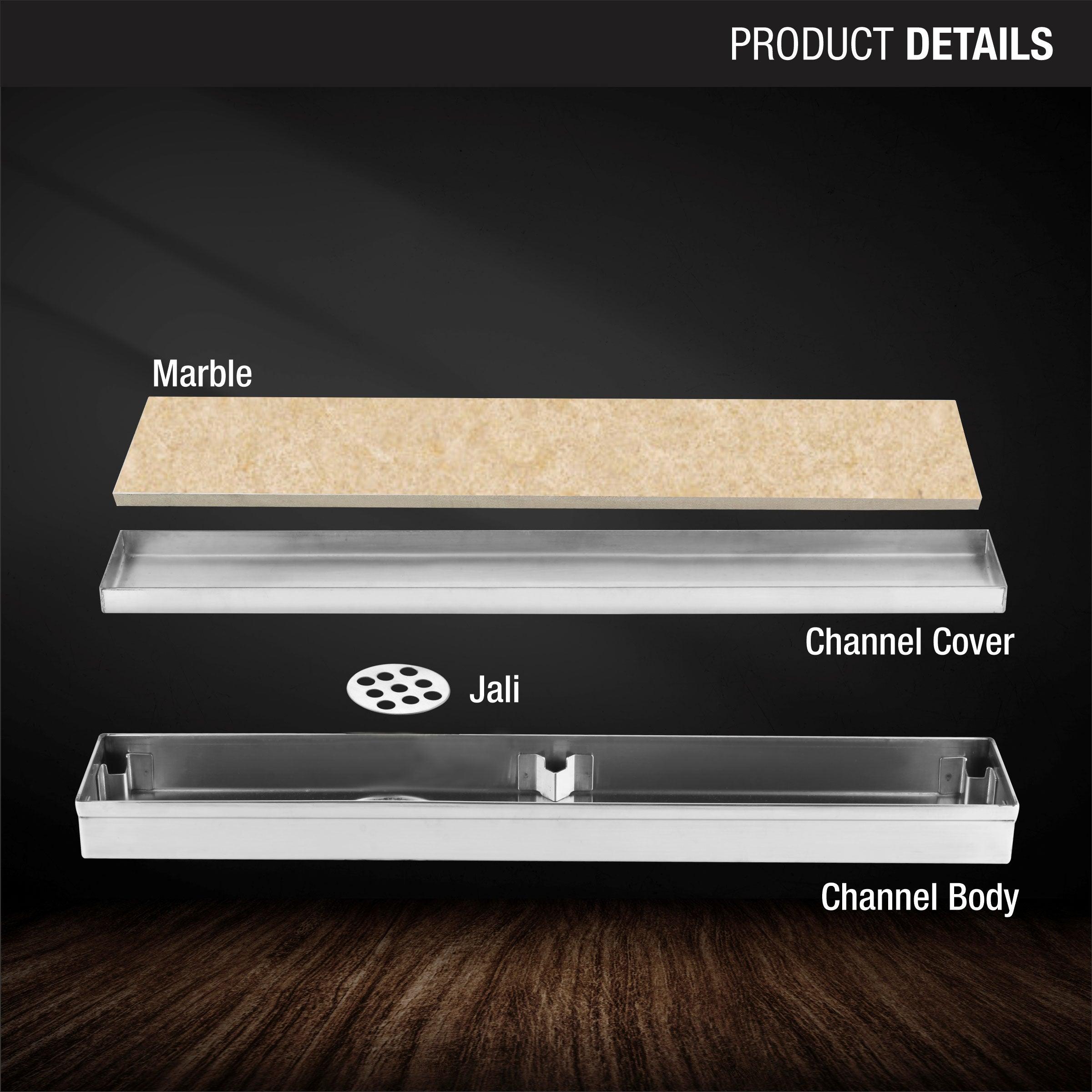 Marble Insert Shower Drain Channel (32 x 2 Inches) product details