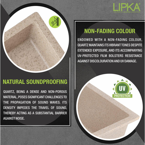 Sand Choco Quartz Single Bowl Kitchen Sink (24 x 18 x 9 Inches) - LIPKA - Lipka Home