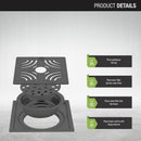 Purple Exclusive Square Flat Cut Floor Drain in Black PVD Coating (6 x 6 Inches) with Hole & Cockroach Trap - LIPKA - Lipka Home