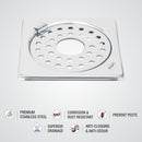 Eon Square Floor Drain with Plain Jali, Hinge and Hole (6 x 6 Inches) - LIPKA - Lipka Home