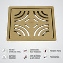 Purple Exclusive Square Flat Cut Floor Drain in Yellow Gold PVD Coating (6 x 6 Inches) - LIPKA - Lipka Home