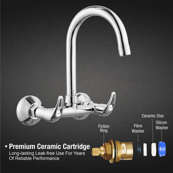 Pixel Sink Mixer Brass Faucet with Round Swivel Spout (15 Inches) - LIPKA - Lipka Home