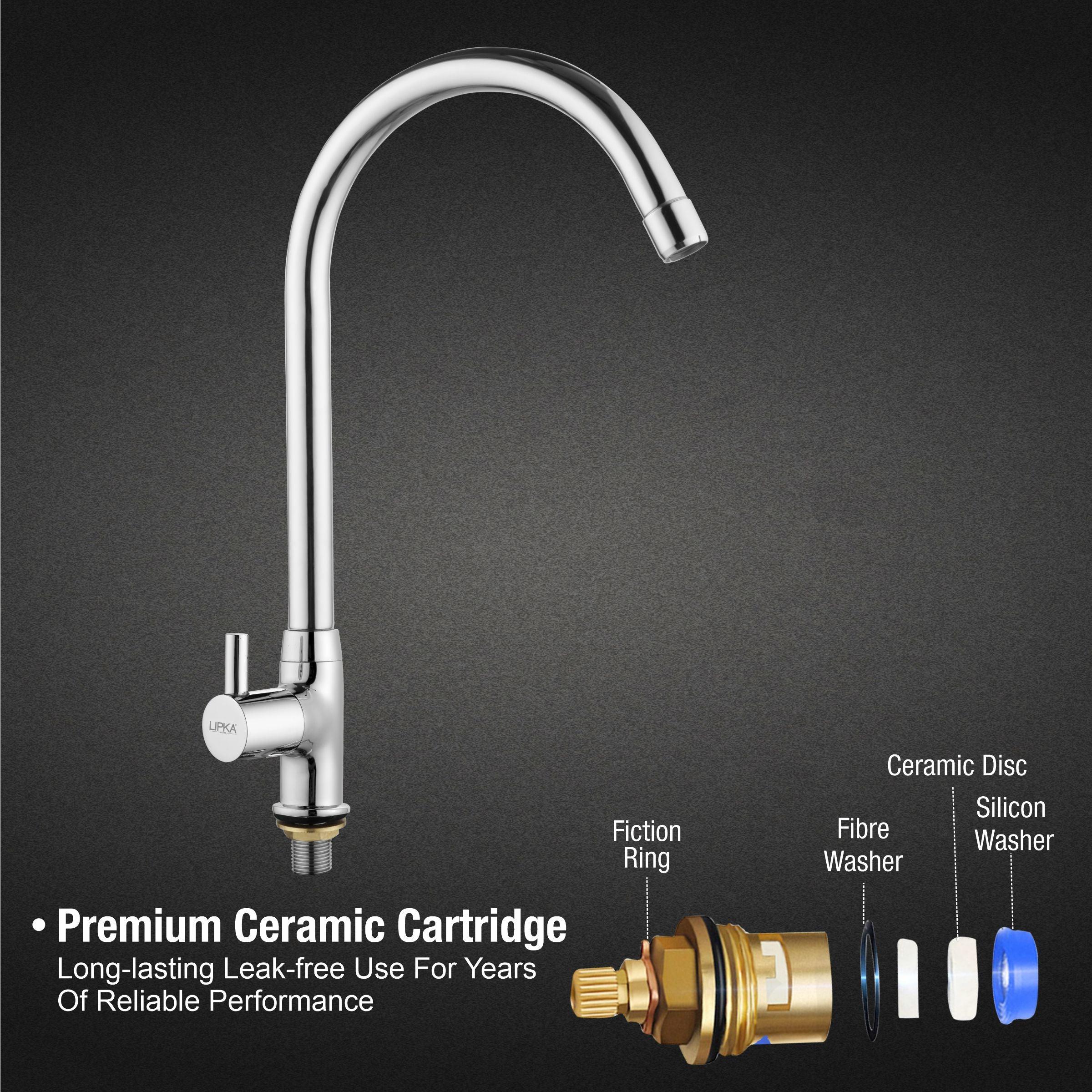 Kyron Swan Neck Brass Faucet with Round Swivel Spout (20 Inches) - LIPKA - Lipka Home