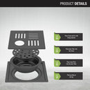 Pink Exclusive Square Flat Cut Floor Drain in Black PVD Coating (5 x 5 Inches) with Hole & Cockroach Trap - LIPKA - Lipka Home