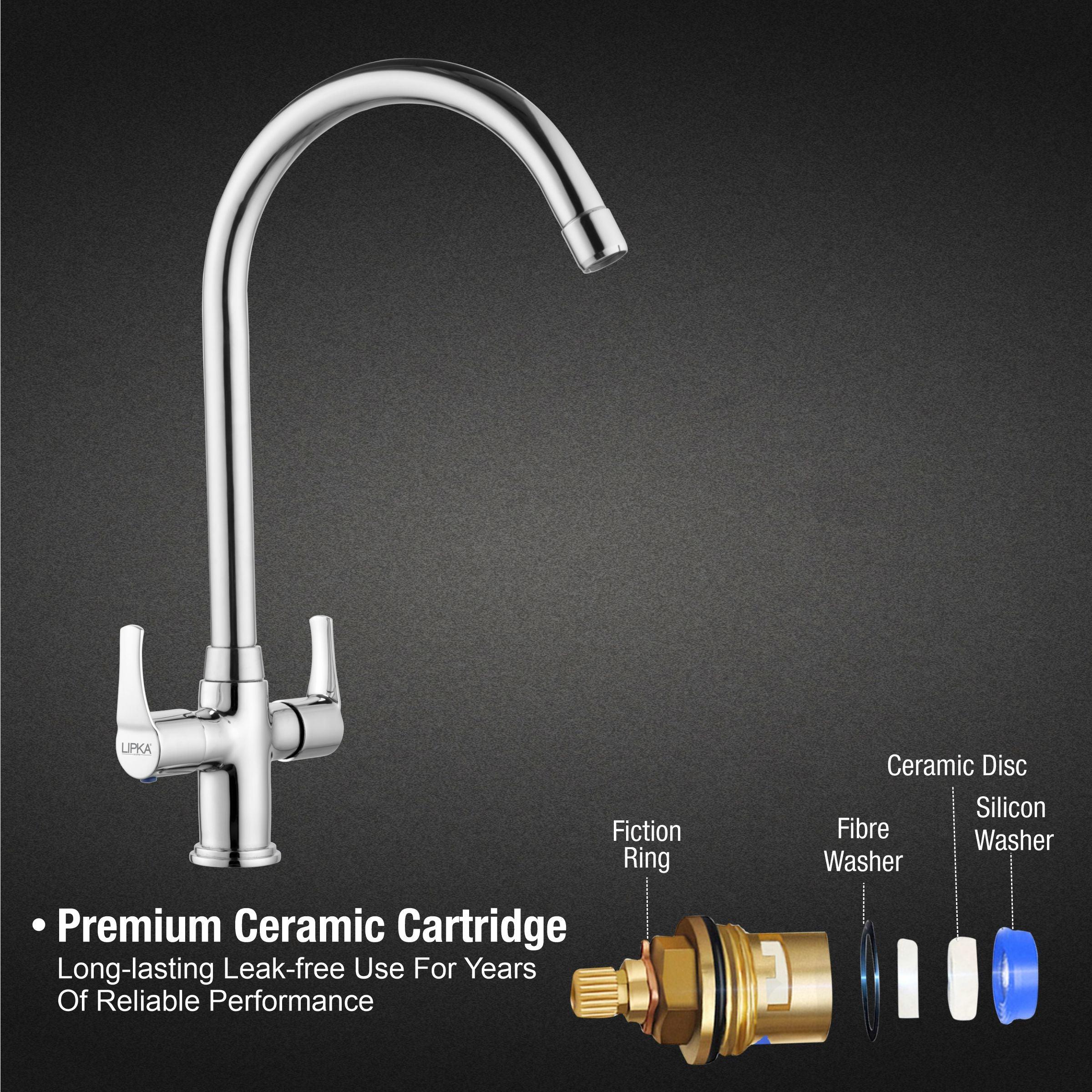 Coral Centre Hole Basin Mixer Brass Faucet with Round Swivel Spout (20 Inches) - LIPKA - Lipka Home