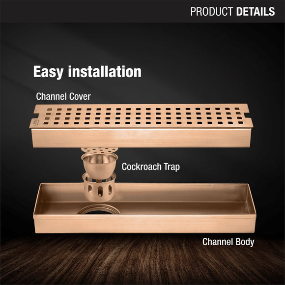 Palo Shower Drain Channel - Antique Copper (18 x 3 Inches) - LIPKA - Lipka Home