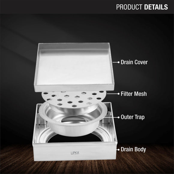 Marble Insert Shower Drain Channel (4 X 4 Inches) - LIPKA - Lipka Home