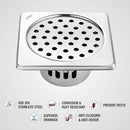 Square Floor Drain (5 x 5 Inches) with Cockroach Trap - LIPKA - Lipka Home