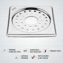 Eon Square Floor Drain with Plain Jali and Hole (5 x 5 Inches) - LIPKA - Lipka Home