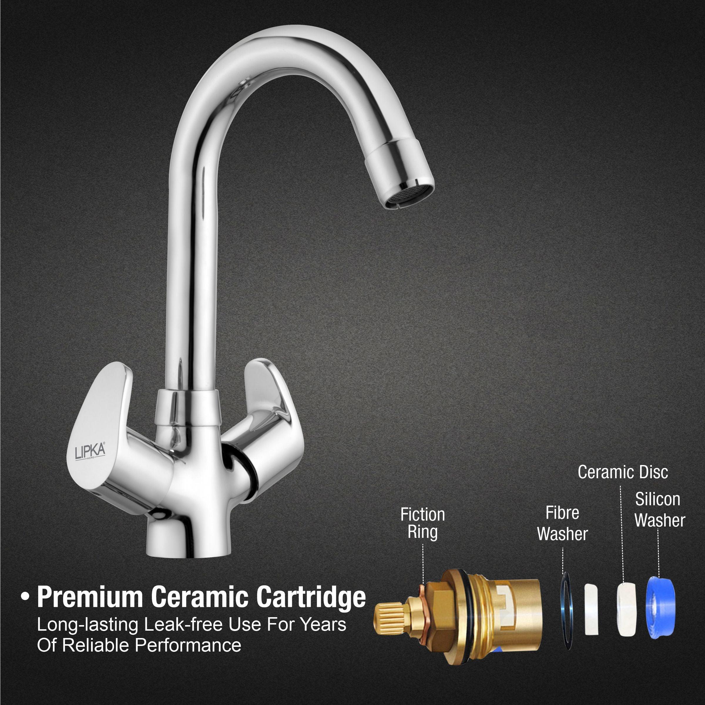 Apple Centre Hole Basin Mixer Brass Faucet with Round Swivel Spout (12 Inches) - LIPKA - Lipka Home