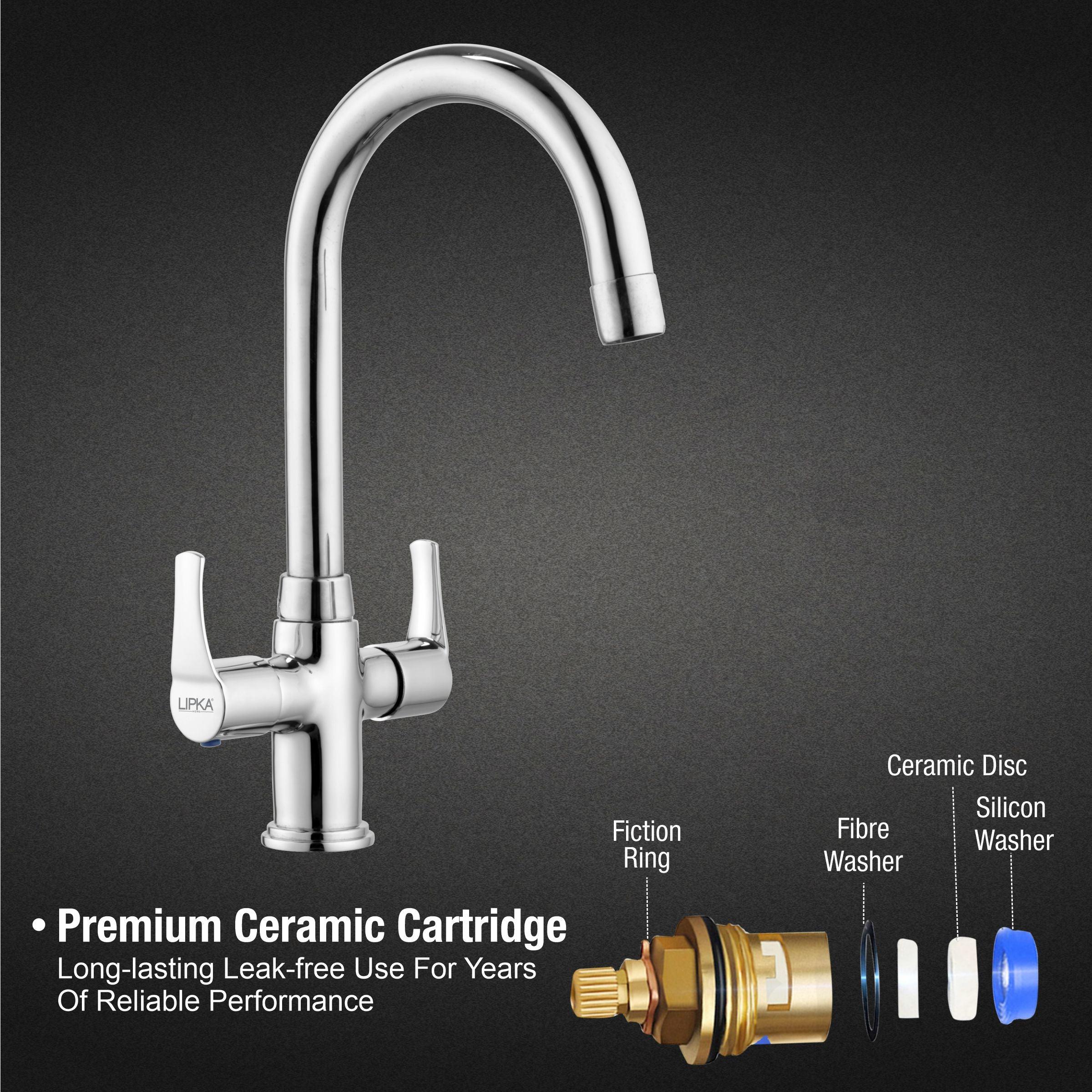 Coral Centre Hole Basin Mixer Brass Faucet with Round Swivel Spout (15 Inches) - LIPKA - Lipka Home